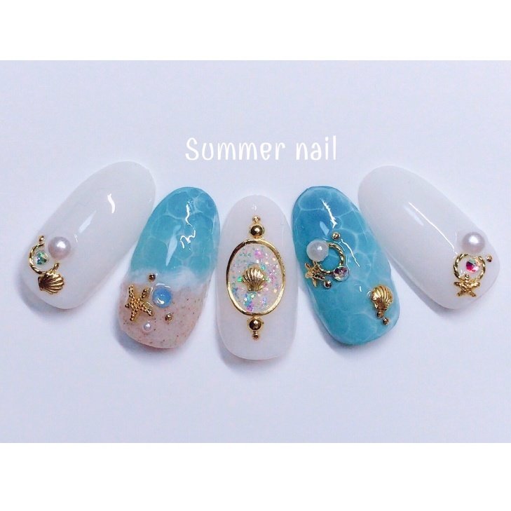 夏 ハンド パール 水滴 ホワイト Min Nail のネイルデザイン No ネイルブック