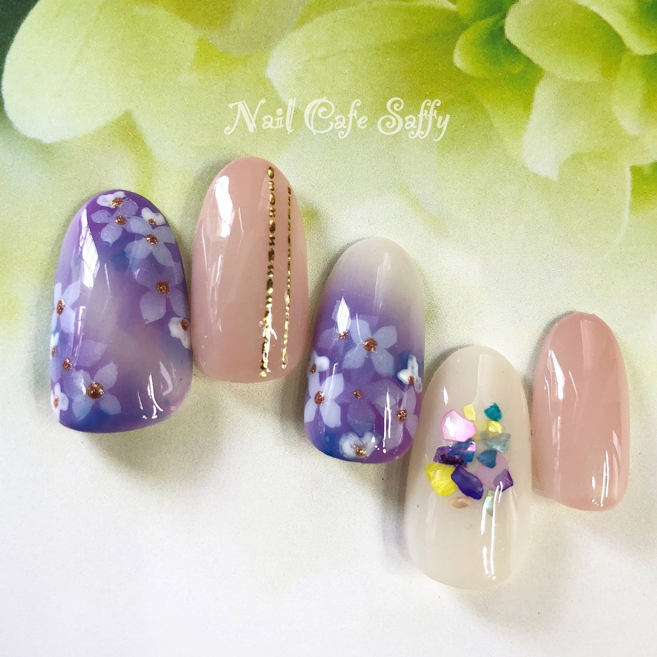 梅雨 ハンド フラワー ミディアム ベージュ Satorinのネイルデザイン No ネイルブック