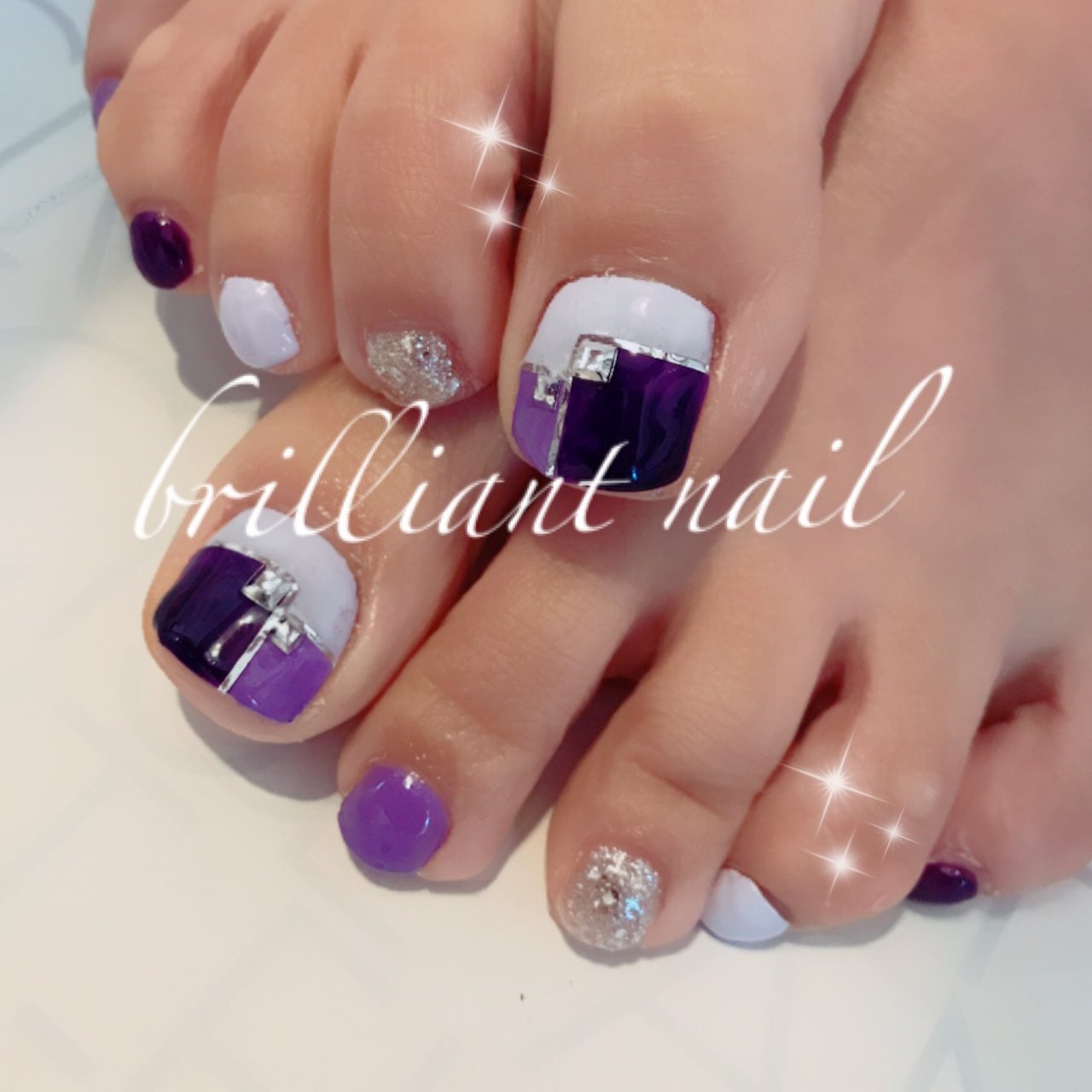 春 夏 フット ブロック パープル Brilliantnailのネイルデザイン No ネイルブック