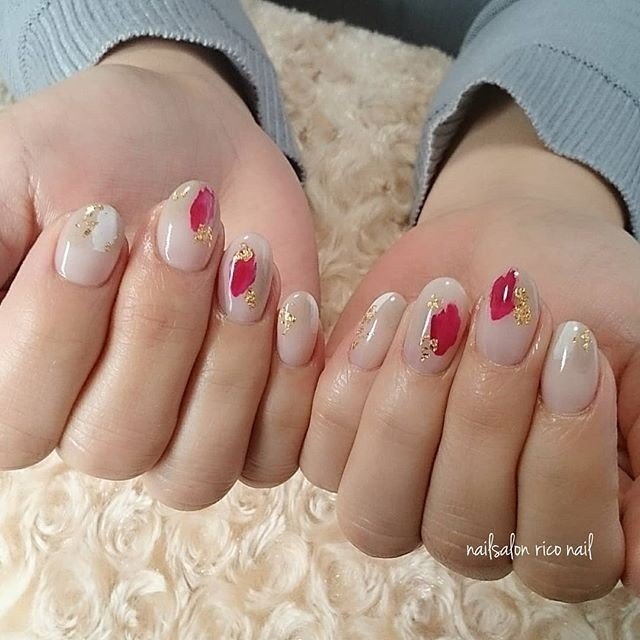 シンプル シースルー ホワイト クリア レッド Rico Nailのネイルデザイン No ネイルブック