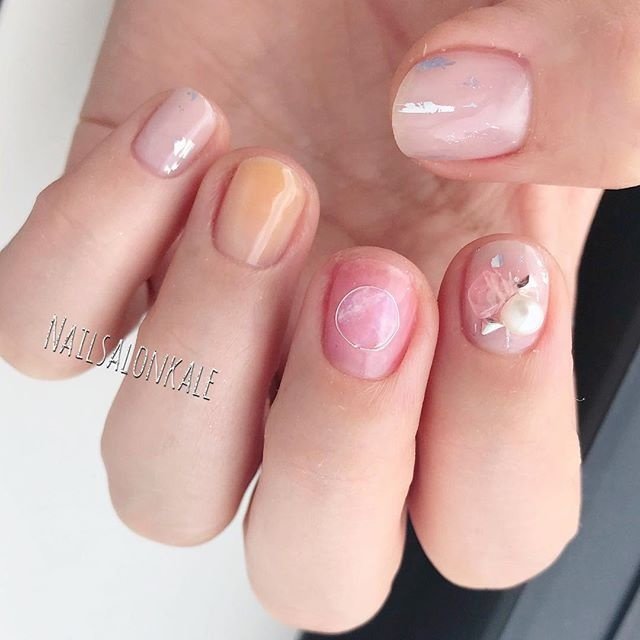 春 夏 シンプル ビジュー ワイヤー Nailsalonkaleのネイルデザイン No ネイルブック