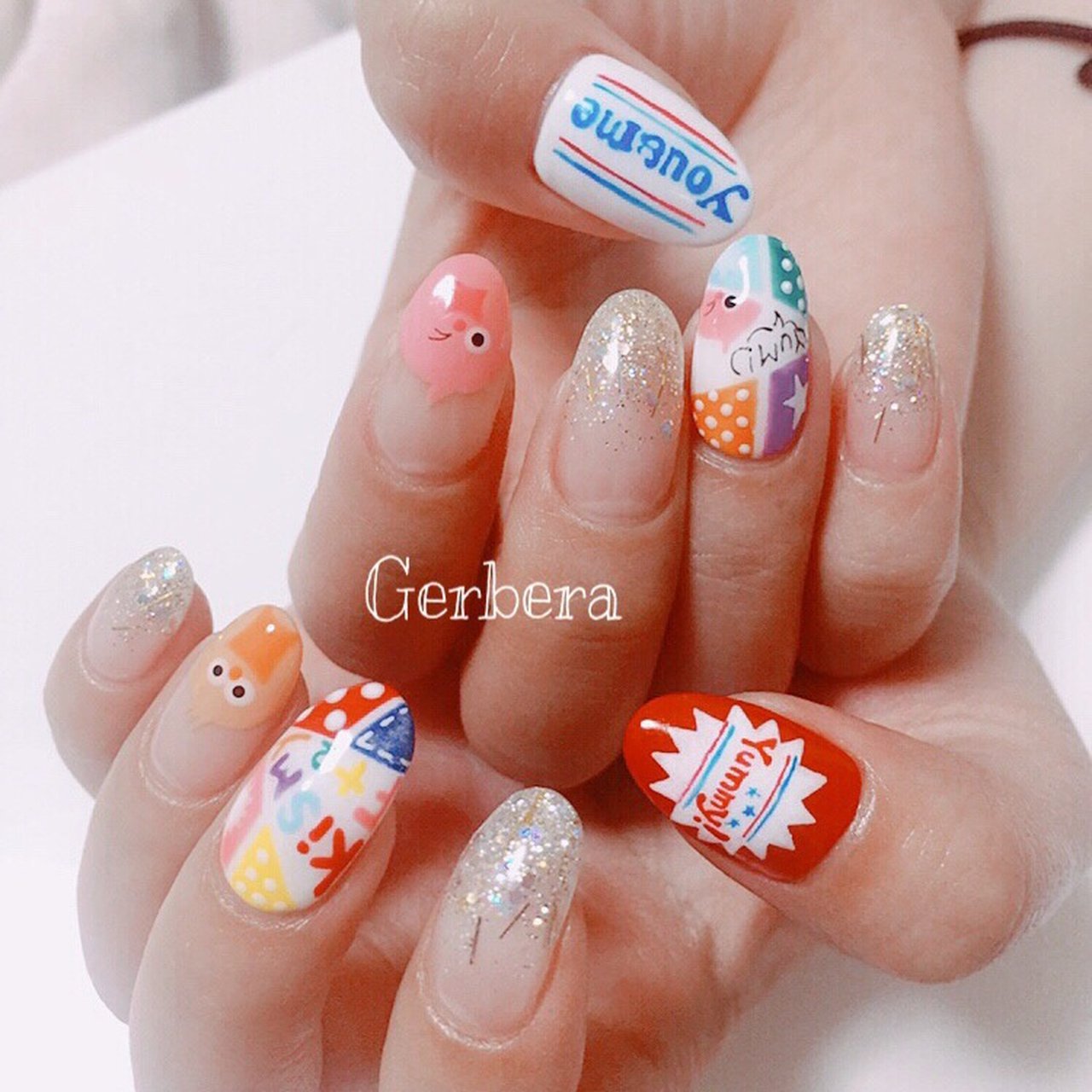 ライブ ハンド 痛ネイル キャラクター ロング Nail Gerberaのネイルデザイン No ネイルブック