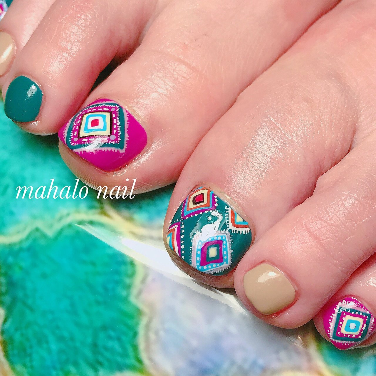 夏 オールシーズン 海 リゾート フット Mahalo Nailのネイルデザイン No 3154967 ネイルブック