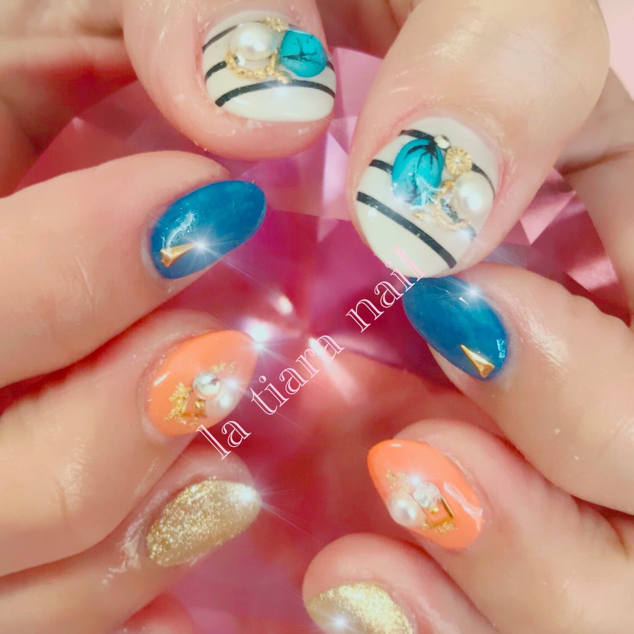 春 夏 ハンド ラメ ワンカラー La Tiara Nail ラ ティアラ のネイルデザイン No ネイルブック