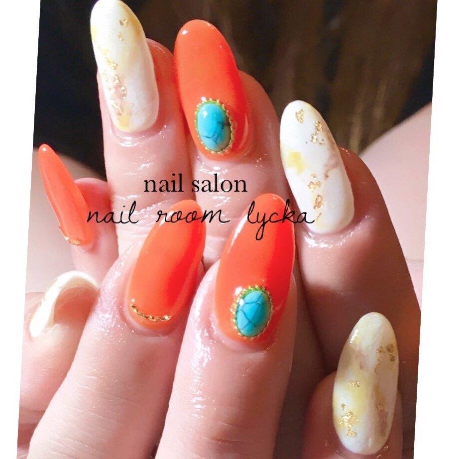 春 夏 海 デート エスニック Nail Room Lycka ネイルルームリッカ のネイルデザイン No ネイルブック