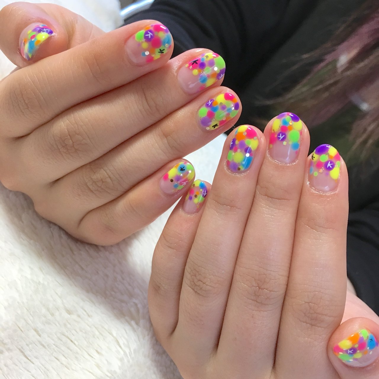 夏 ライブ ハンド 変形フレンチ ドット Totalbeautyjujuのネイルデザイン No 3169726 ネイルブック