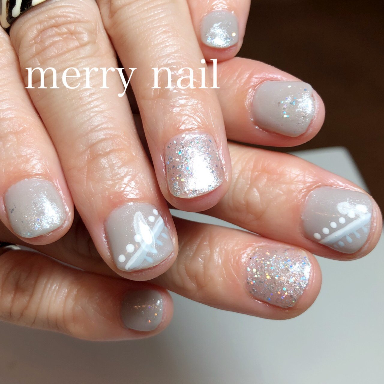 ハンド ショート グレー ジェルネイル お客様 Merrynail メリーネイル のネイルデザイン No ネイルブック