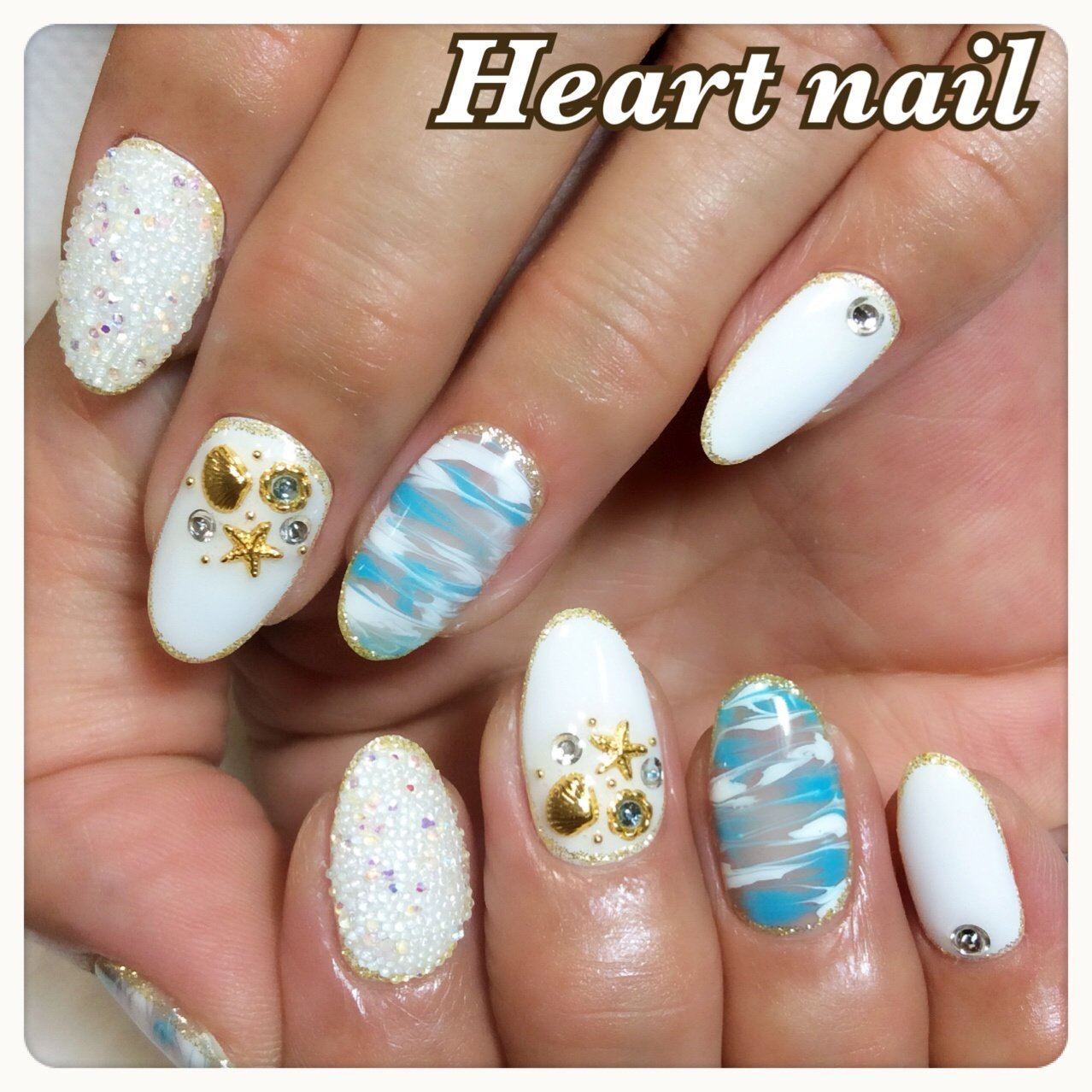 夏 海 リゾート 女子会 ハンド Heart Nail 1211のネイルデザイン No ネイルブック