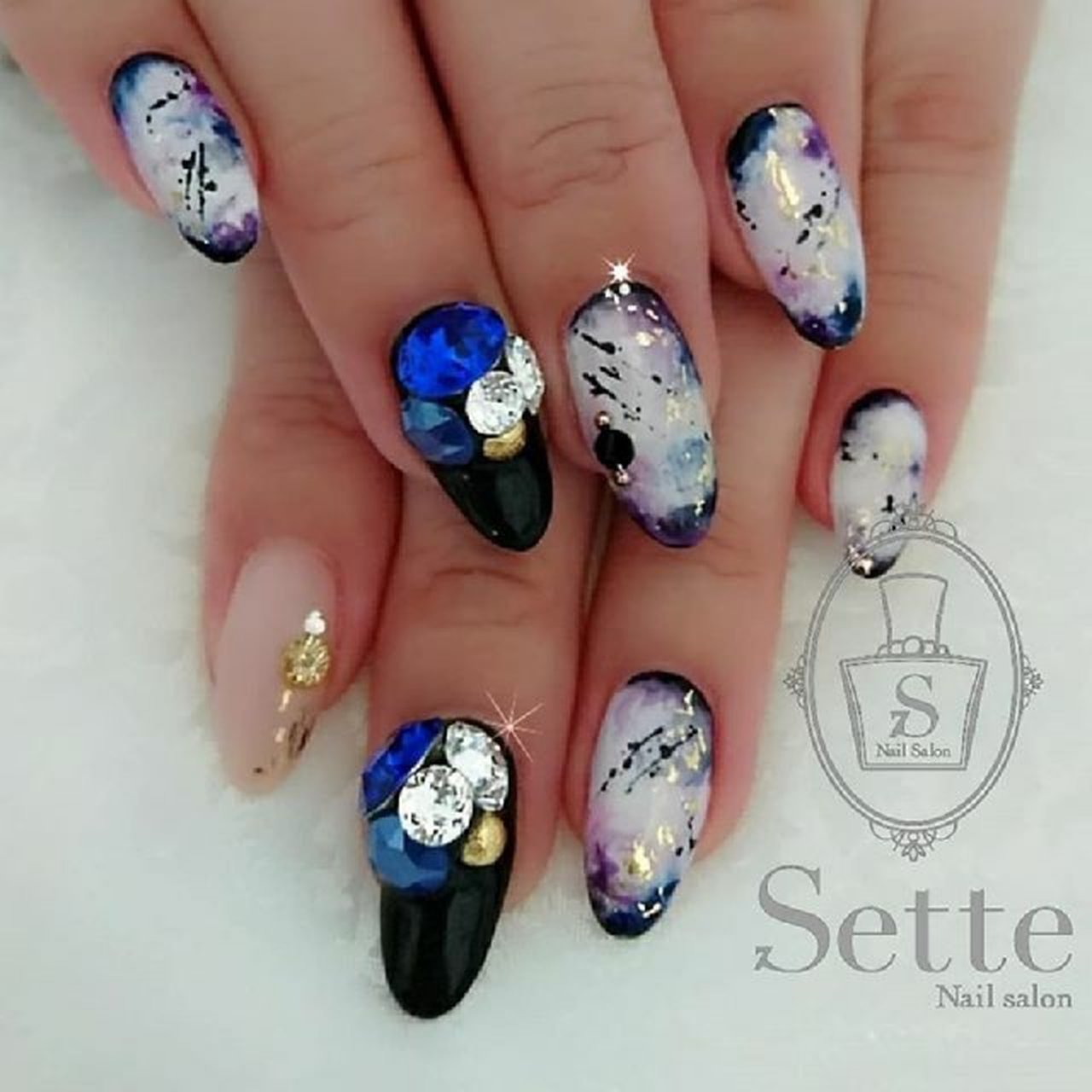 夏 ホワイト ブルー パープル ジェルネイル Nailsalon Setteのネイルデザイン No ネイルブック