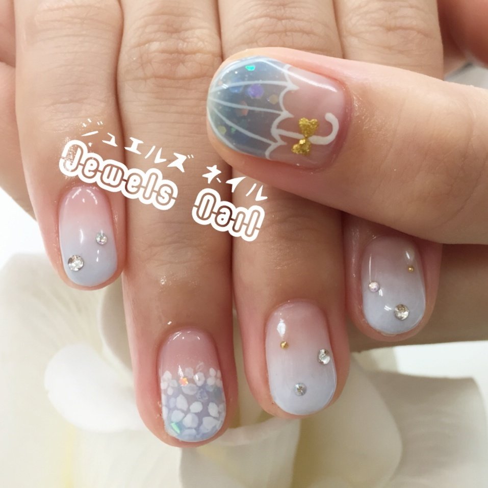 梅雨 オフィス デート 女子会 グラデーション パラジェル登録サロン ジュエルズネイルのネイルデザイン No ネイルブック