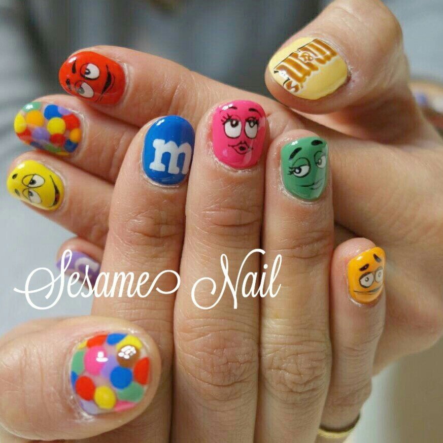 オールシーズン ハンド キャラクター ショート カラフル Sesameのネイルデザイン No ネイルブック