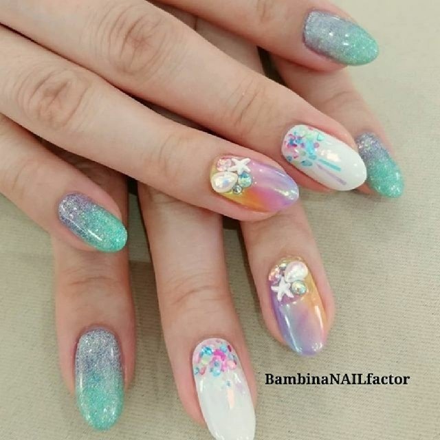 夏 オールシーズン 海 ブライダル ハンド Bambinanailfactorkiyokoのネイルデザイン No ネイルブック