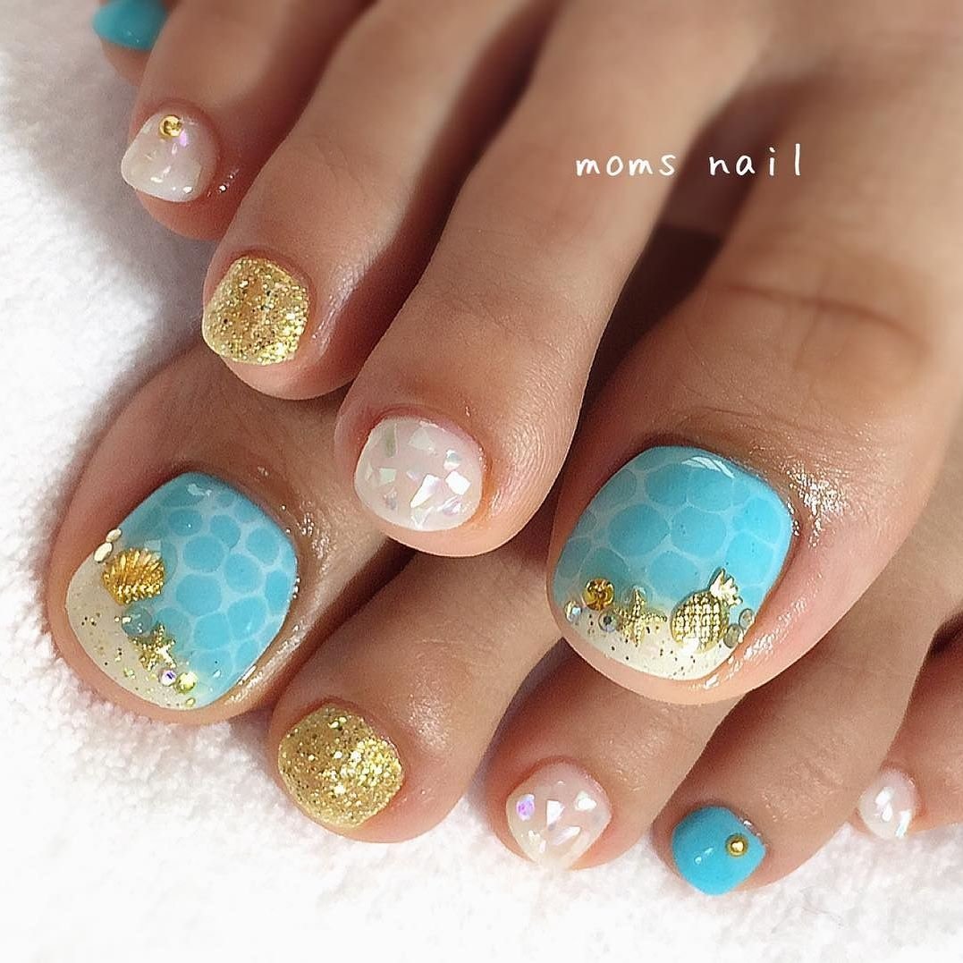 春 夏 海 リゾート フット Mom S Nailのネイルデザイン No ネイルブック