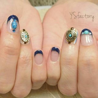 フレンチ 木目調のネイルデザイン ネイルブック