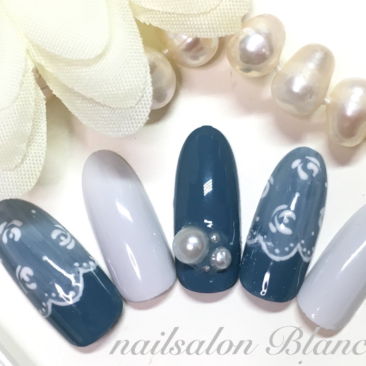 レース ネイビー お客様 Nailsalonblanc ネイルサロンブラン のネイルデザイン No ネイルブック