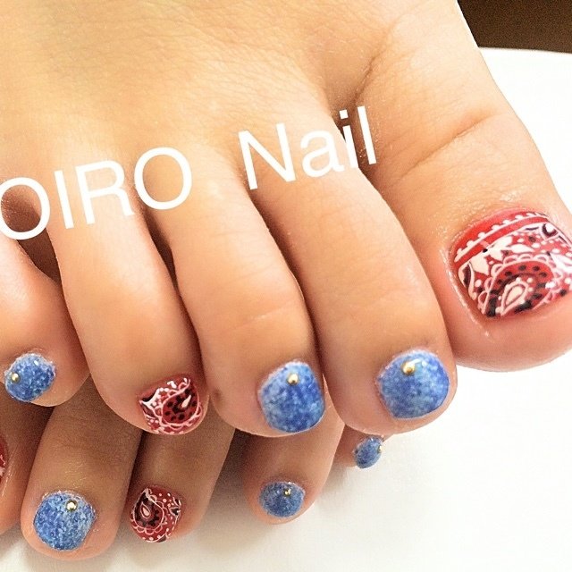 夏 海 フット デニム ホワイト Toiro Nailのネイルデザイン No ネイルブック