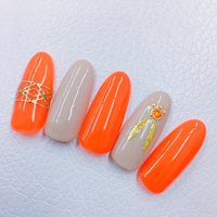 夏 オレンジ かっこいいのネイルデザイン ネイルブック