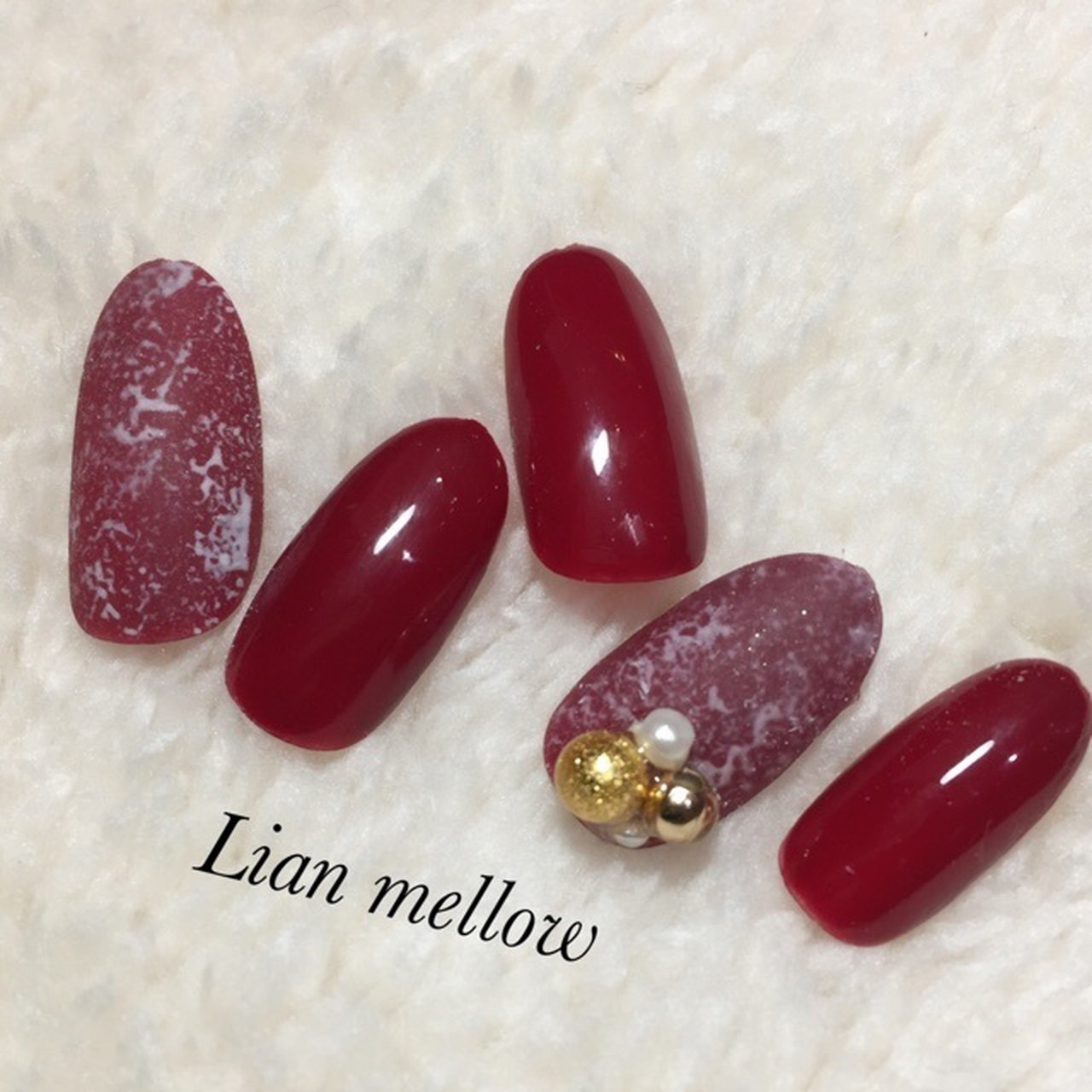 秋 冬 クリスマス ハンド ビジュー ネイルサロンlianmellowのネイルデザイン No ネイルブック