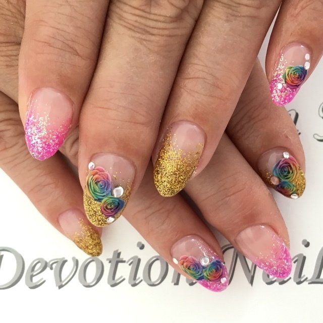 オールシーズン ハンド ミディアム ピンク ゴールド Devotionnail八王子店のネイルデザイン No ネイルブック