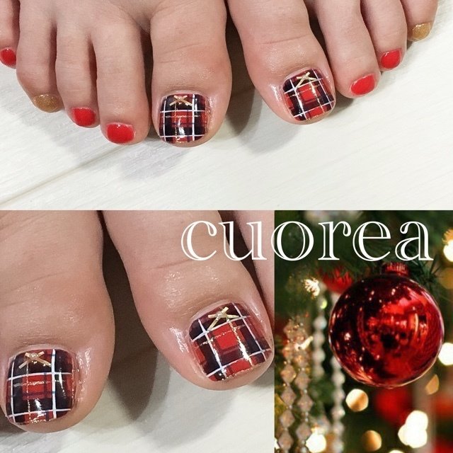 クリスマス パーティー デート フット チェック 御殿場ネイルサロン クオレア のネイルデザイン No ネイルブック