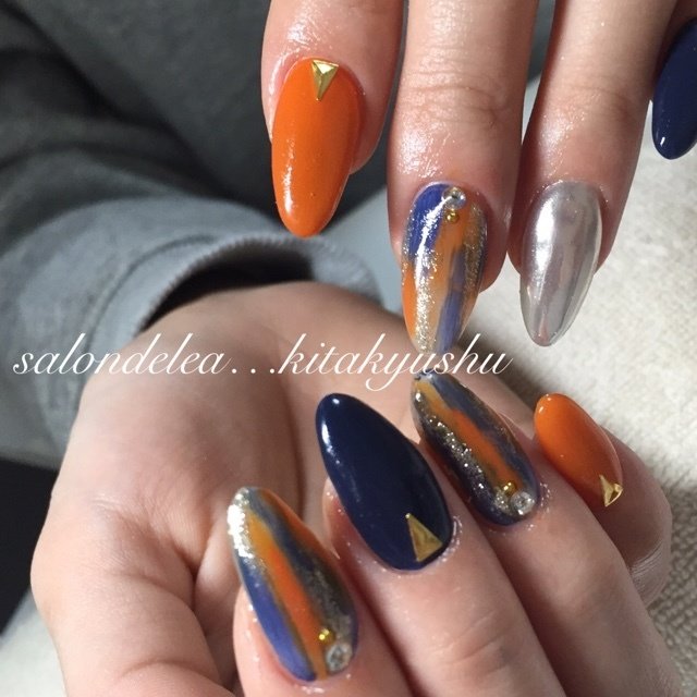 秋 冬 パーティー ハンド タイダイ Sepiのネイルデザイン No ネイルブック