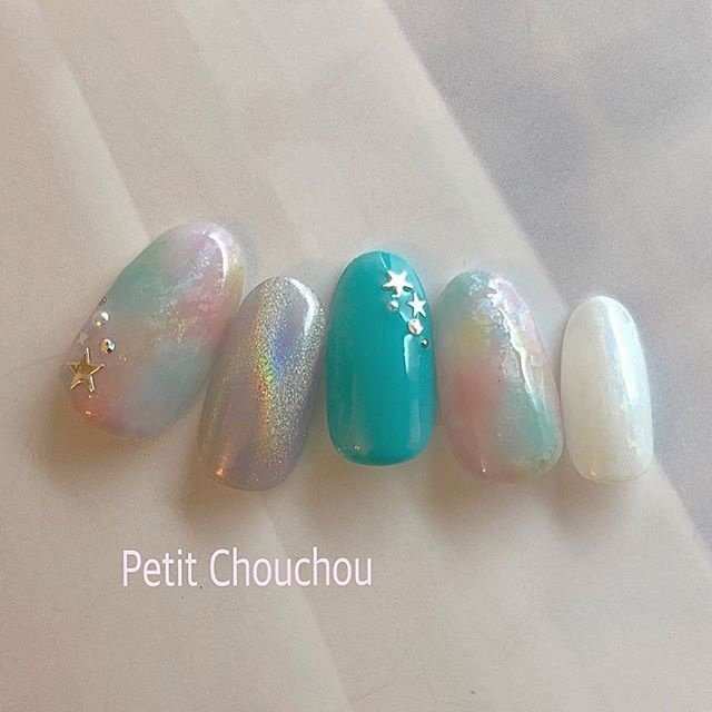 夏 梅雨 七夕 ハンド 星 Petit Chouchouのネイルデザイン No ネイルブック