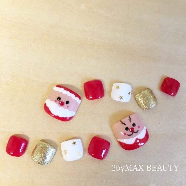 冬 クリスマス パーティー フット ショート 2bymaxbeautyのネイルデザイン No ネイルブック