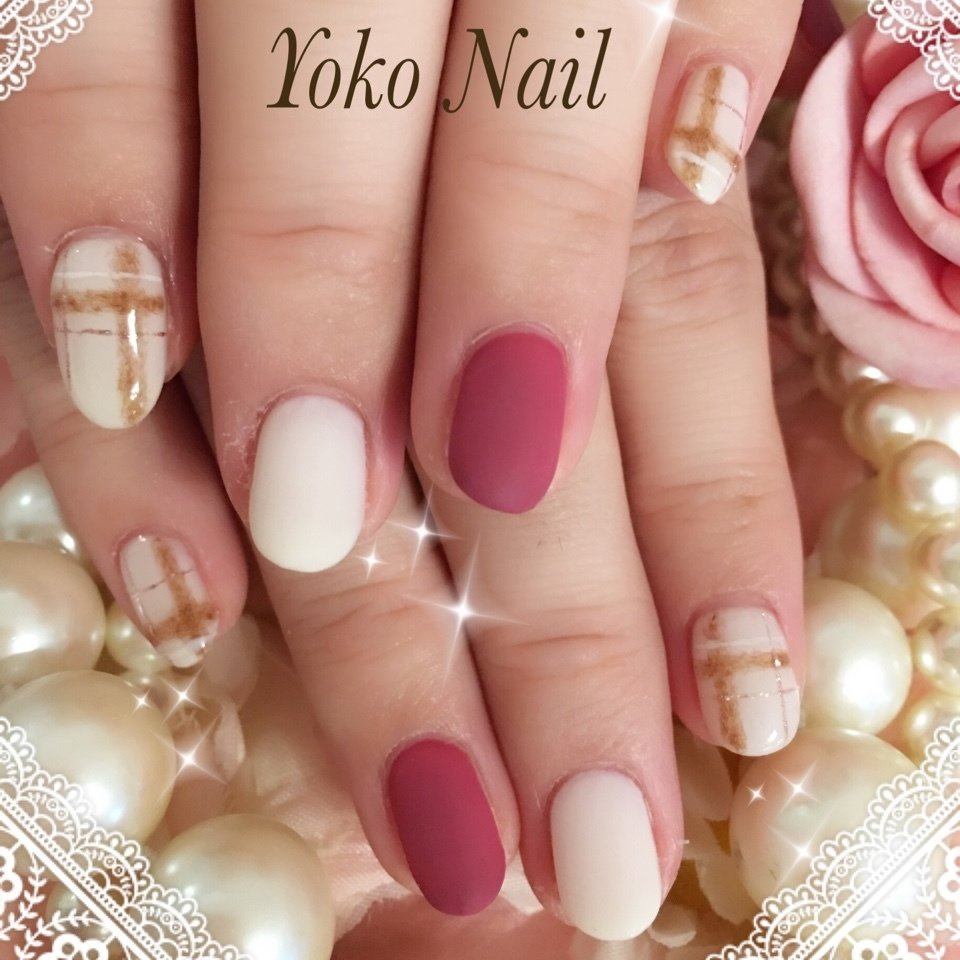 秋 冬 ハンド チェック マット Yoko Nailのネイルデザイン No ネイルブック