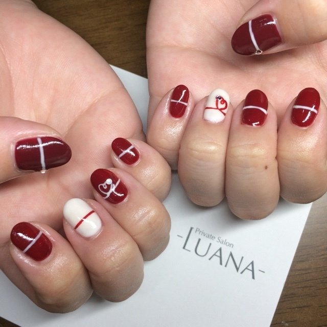 バレンタイン デート ワンカラー ハート バイカラー Mihoのネイルデザイン No ネイルブック