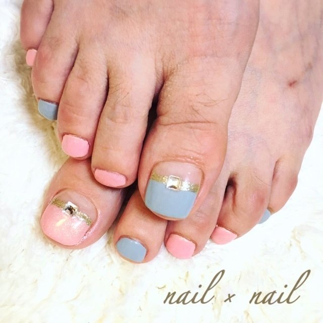 オールシーズン フット フレンチ ワンカラー ショート Nail Nailのネイルデザイン No 146 ネイルブック