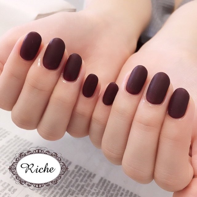 秋 冬 ハンド ワンカラー マット Nailsalon Richeのネイルデザイン No ネイルブック