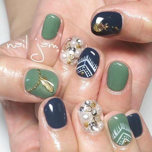 秋 冬 ハンド ワンカラー エスニック Nail Jamのネイルデザイン No 122 ネイルブック