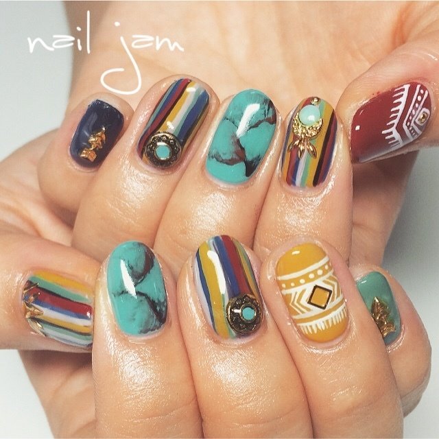 秋 冬 ハンド ワンカラー エスニック Nail Jamのネイルデザイン No ネイルブック