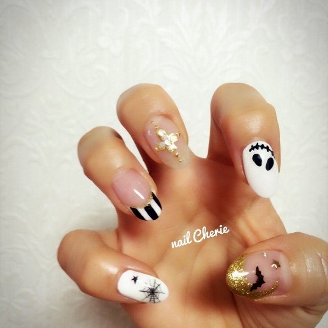 秋 ハロウィン パーティー ハンド フレンチ Nailcherieのネイルデザイン No ネイルブック