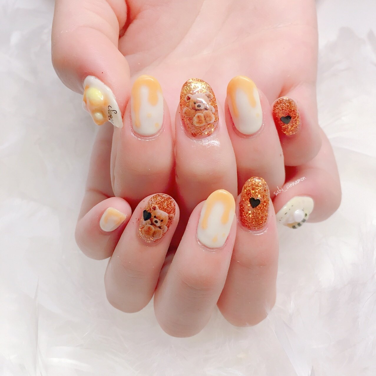 ラメ 3d スイーツ オレンジ イエロー Saki Cinnamonのネイルデザイン No ネイルブック