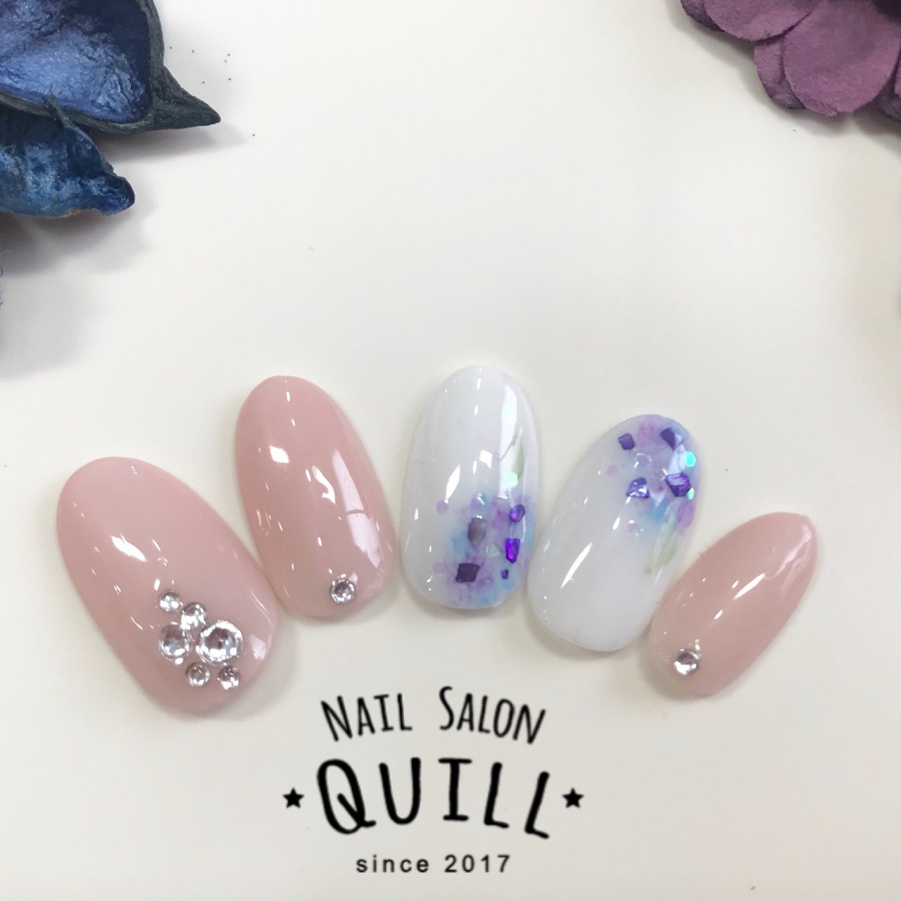 春夏梅雨ハンドワンカラー Nailsalonquillのネイルデザインno