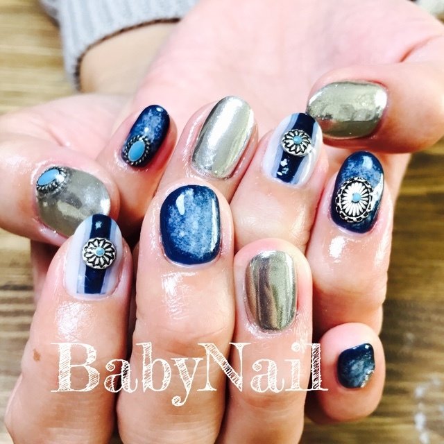 秋 冬 ハンド デニム ショート Babynail1231のネイルデザイン No ネイルブック