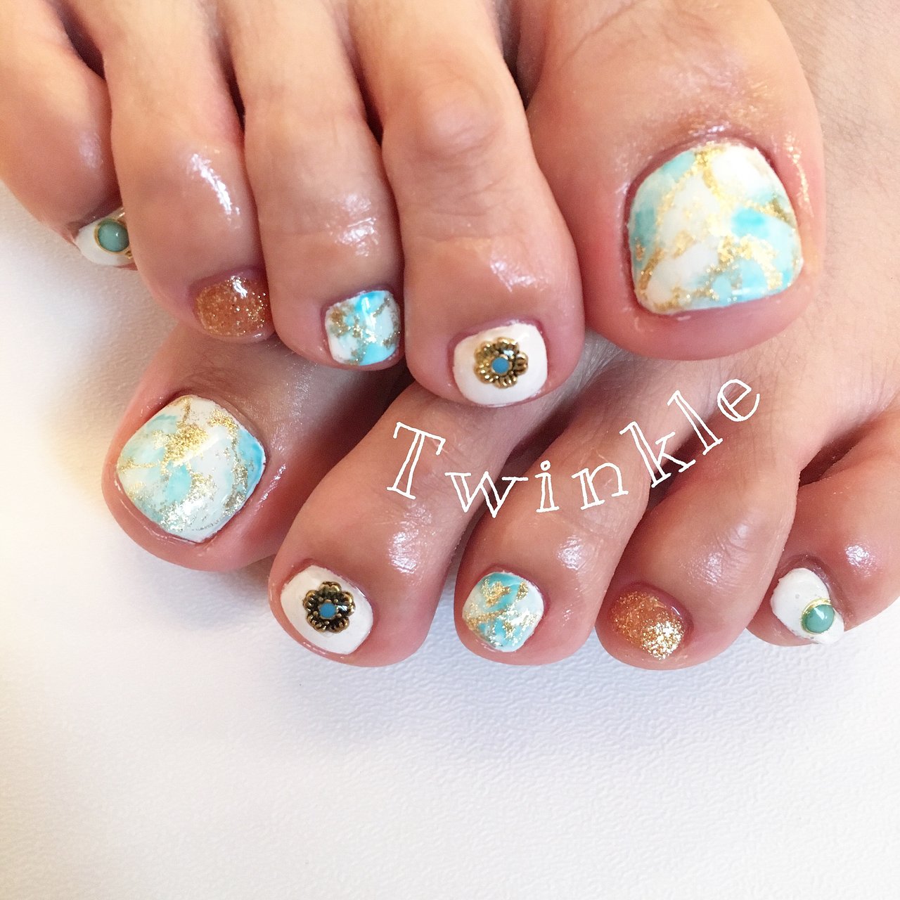 夏海リゾートデートハンド Nailsalon Twinkleのネイルデザイン