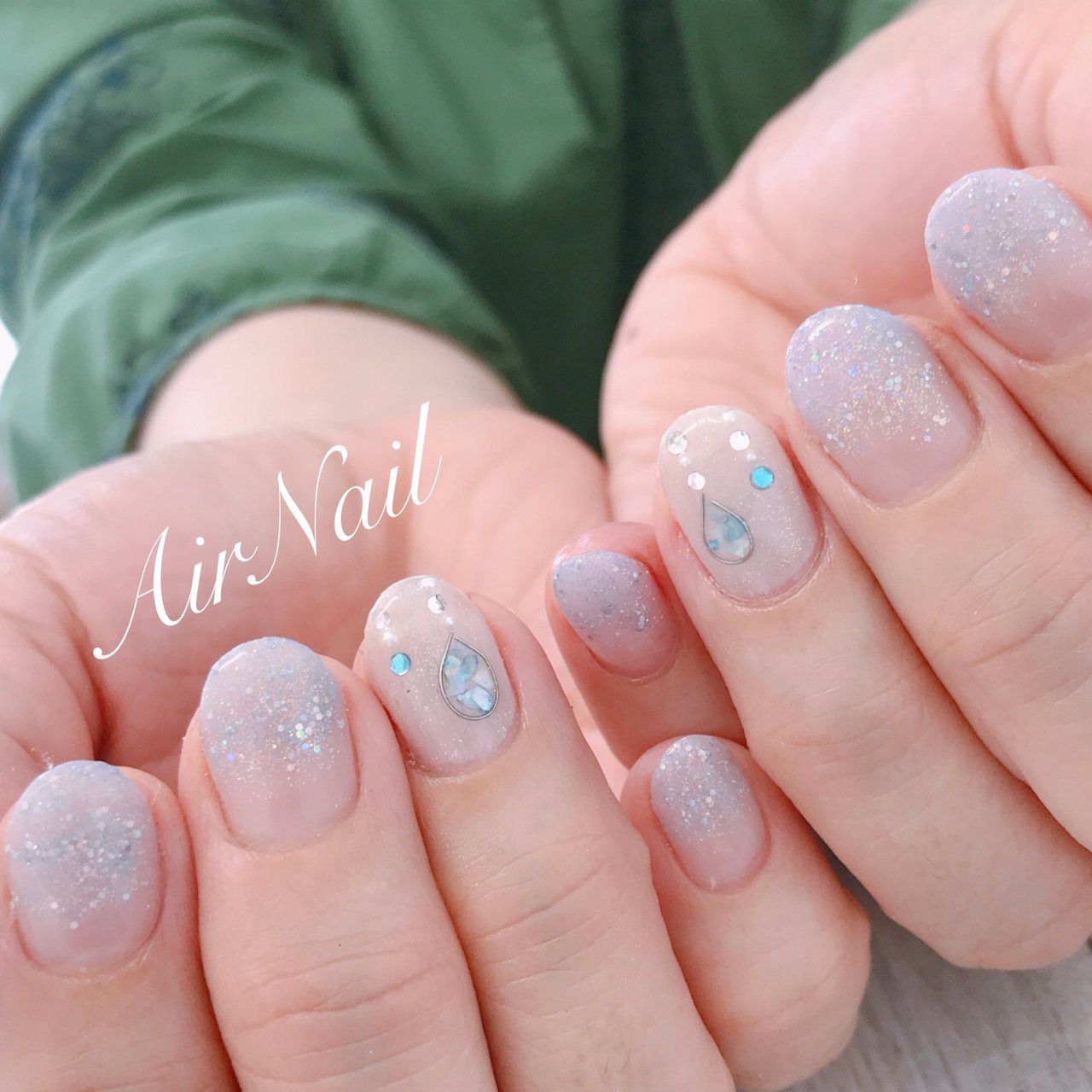 夏 梅雨 オフィス ラメ ワイヤー Airnail エアーネイル のネイルデザイン No ネイルブック