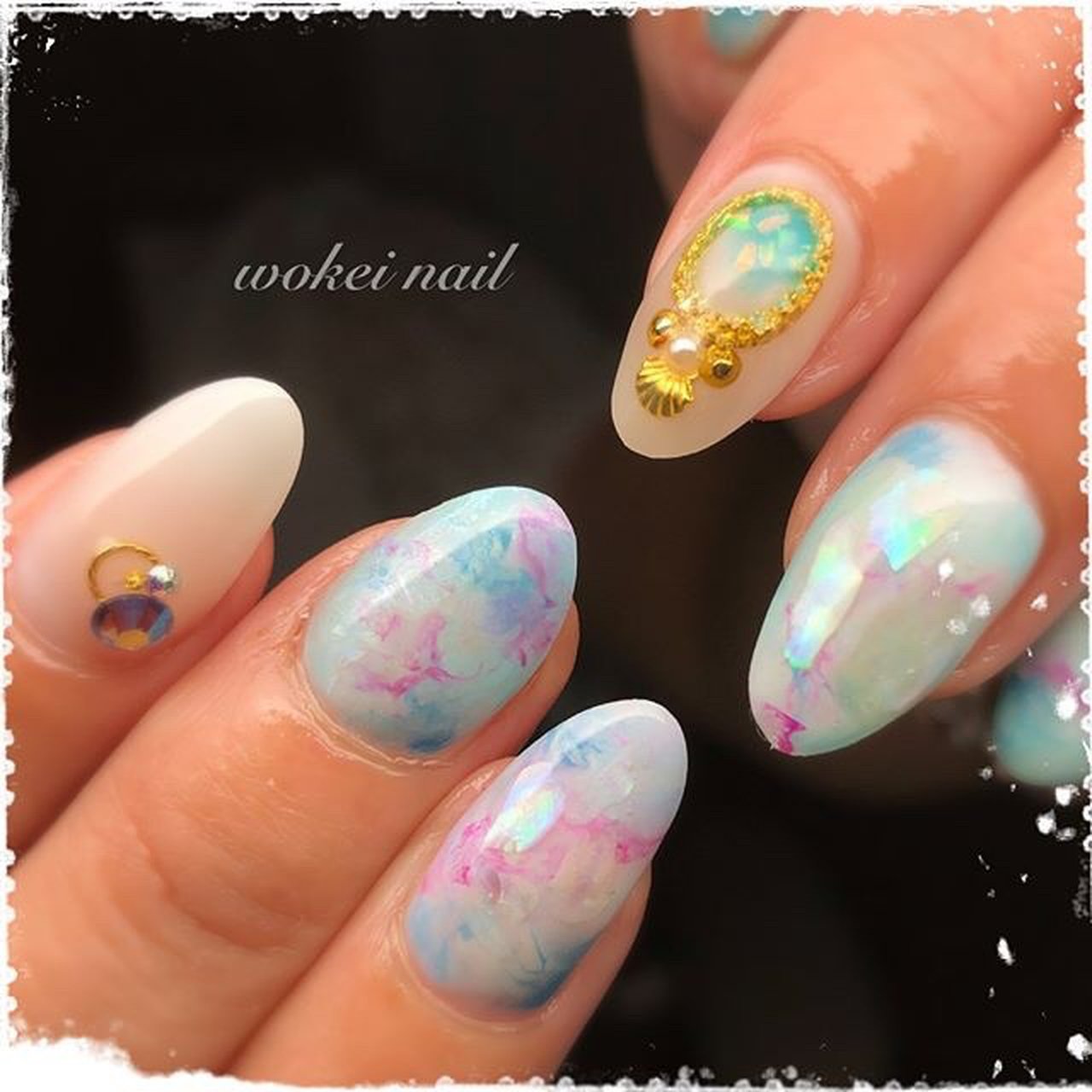 夏 リゾート ハンド シェル タイダイ Wokei Nailのネイルデザイン No ネイルブック