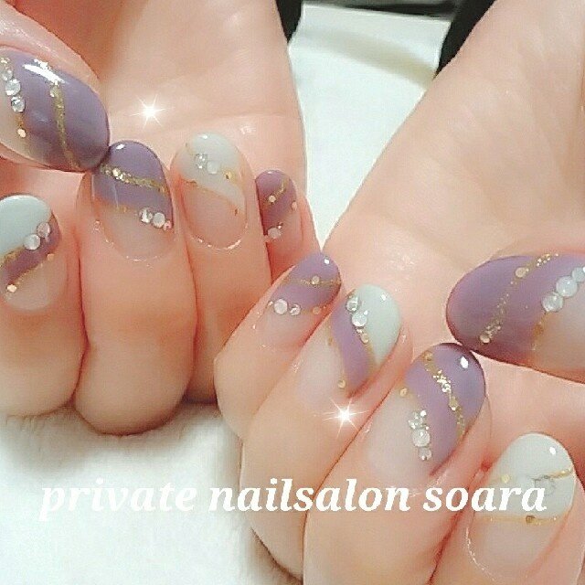 秋 冬 パーティー ハンド 変形フレンチ Private Nailsalon Remyの