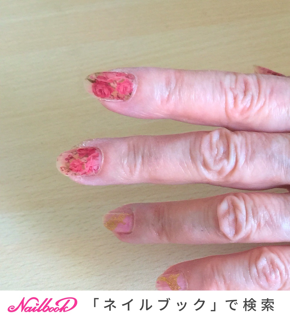 ハンド フラワー クリア レッド マニキュア Mirin 1111のネイルデザイン No ネイルブック