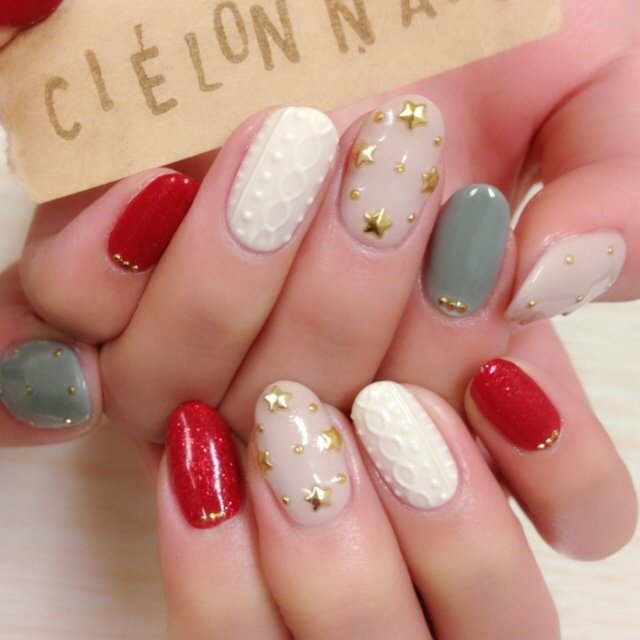 夏 秋 冬 ハンド ニット 40代 の大人のためのネイルサロンcieleonnailのネイルデザイン No 1796541 ネイルブック