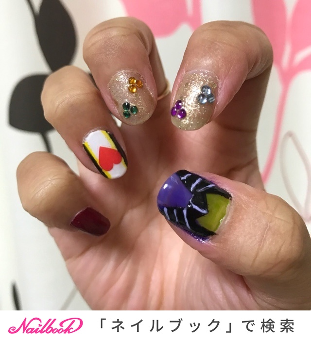 ハンド キャラクター ミディアム カラフル マニキュア かさねのネイルデザイン No ネイルブック