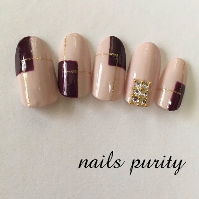 秋 冬 パーティー ハンド ブロック Nails Purityのネイルデザイン No ネイルブック