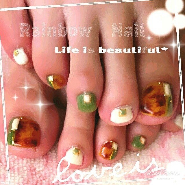 オフィス デート フット べっ甲 ホワイト しろみちゃんのネイルデザイン No ネイルブック