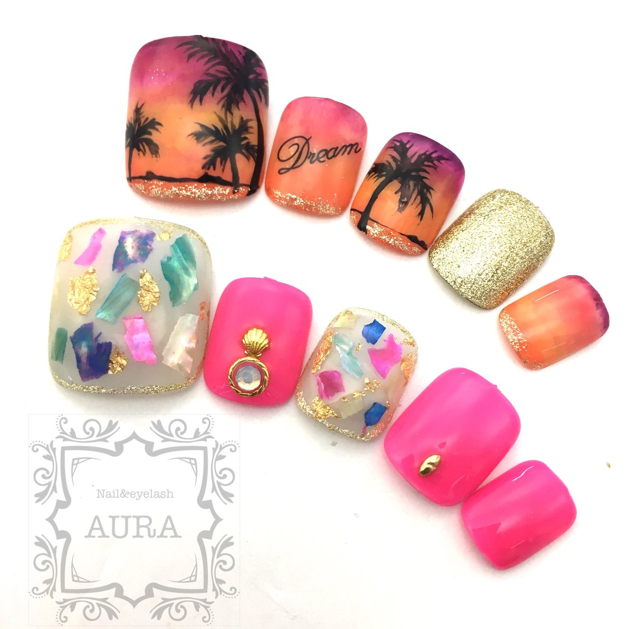 夏 旅行 海 リゾート フット Nail Eyelash Aura Meesan のネイルデザイン No ネイルブック