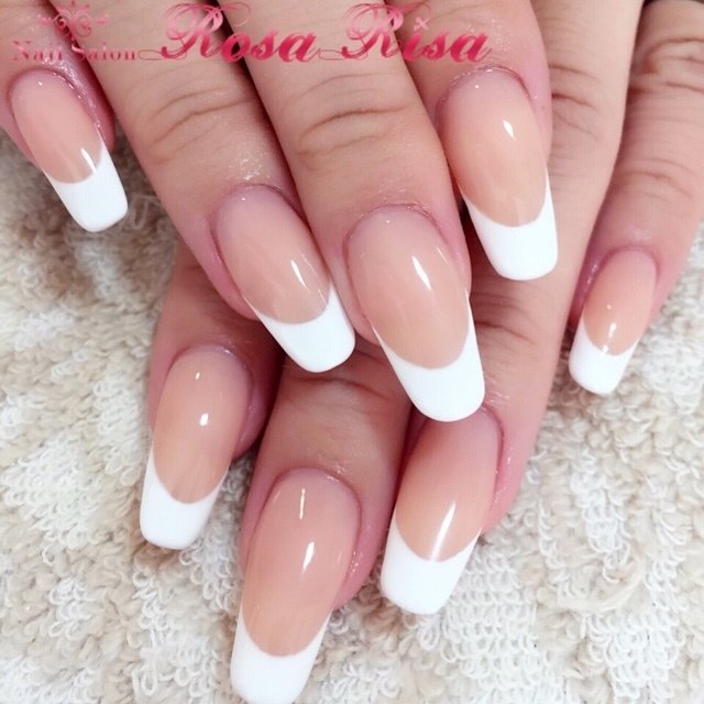 オールシーズン ハンド シンプル フレンチ ロング Nail Salon Rosa Risaのネイルデザイン No ネイルブック