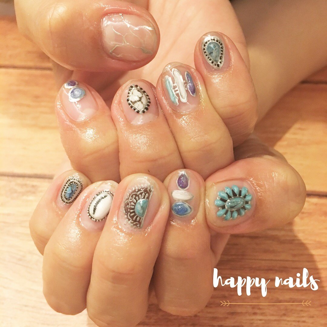 オールシーズン ハンド エスニック ミディアム シルバー Happy Nails君津のネイルデザイン No ネイルブック