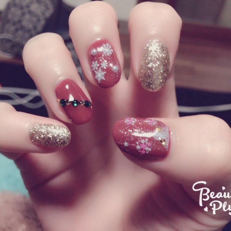 冬 ハンド ラメ キャラクター ロング かほのネイルデザイン No ネイルブック